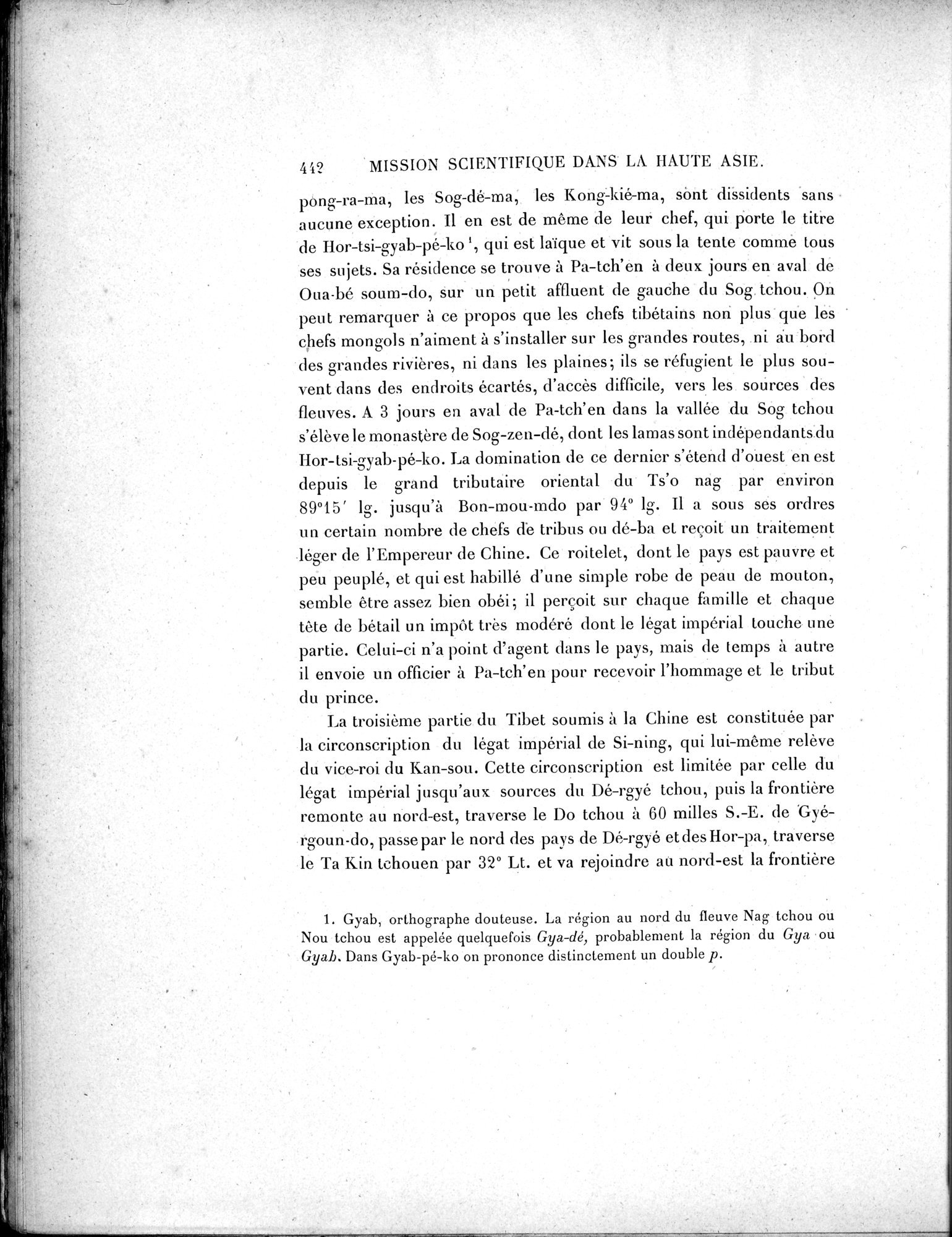 Mission Scientifique dans la Haute Asie 1890-1895 : vol.2 / Page 468 (Grayscale High Resolution Image)