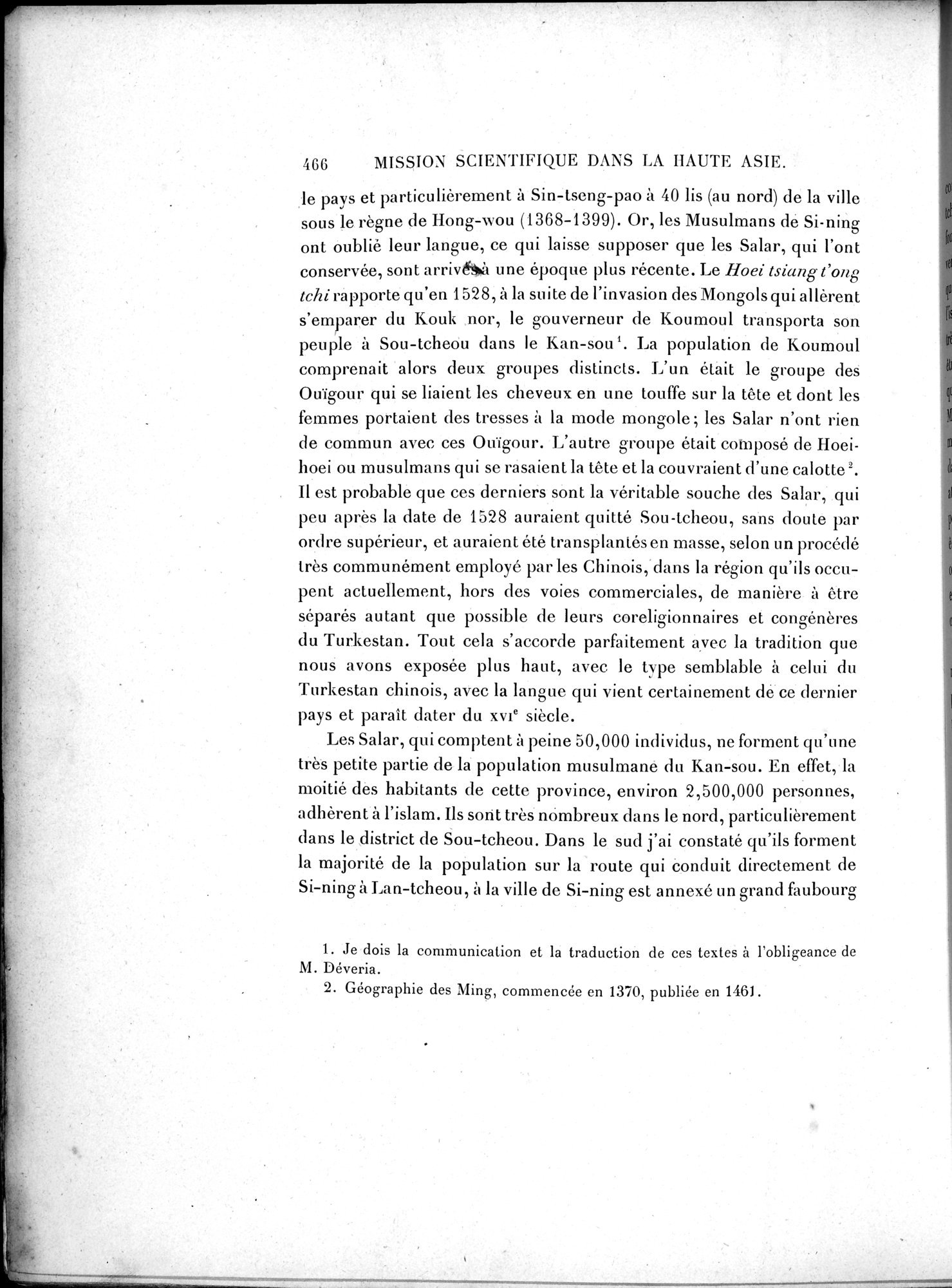 Mission Scientifique dans la Haute Asie 1890-1895 : vol.2 / Page 492 (Grayscale High Resolution Image)