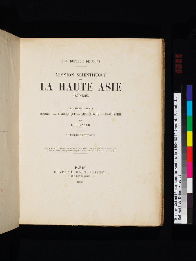 Mission Scientifique dans la Haute Asie 1890-1895 : vol.3 / 9 ページ（カラー画像）