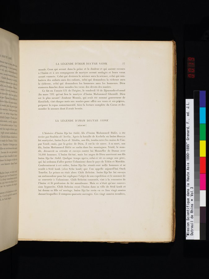 Mission Scientifique dans la Haute Asie 1890-1895 : vol.3 / 37 ページ（カラー画像）