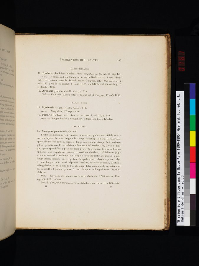 Mission Scientifique dans la Haute Asie 1890-1895 : vol.3 / 323 ページ（カラー画像）