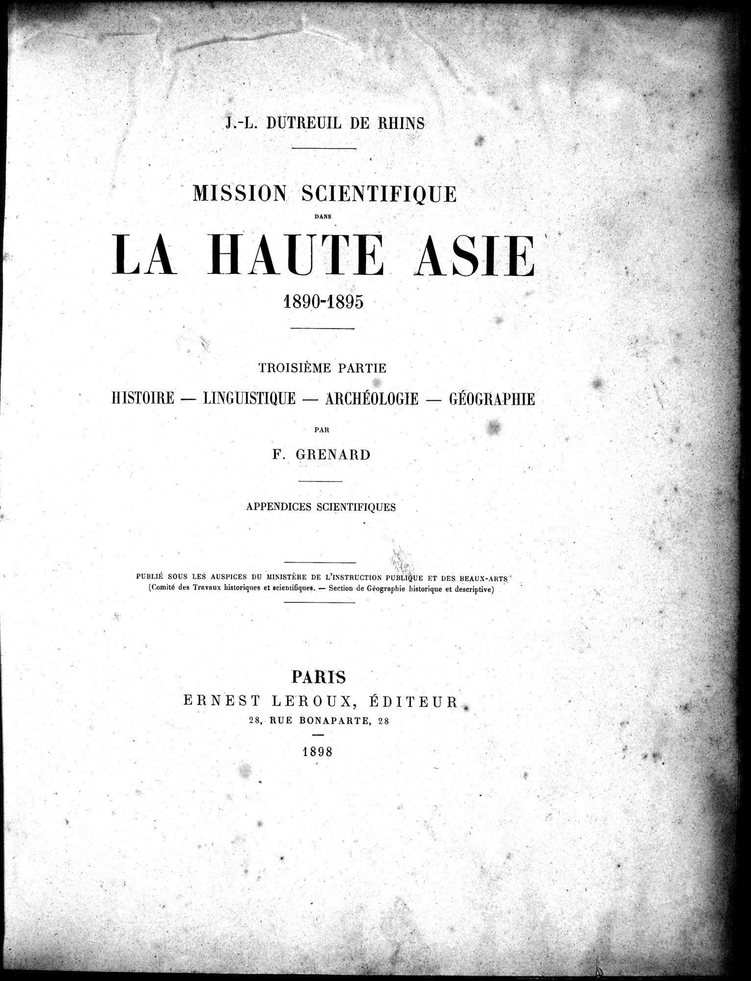 Mission Scientifique dans la Haute Asie 1890-1895 : vol.3 / 9 ページ（白黒高解像度画像）