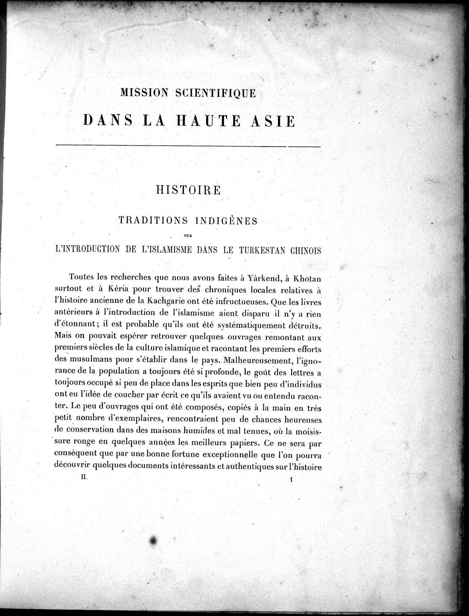 Mission Scientifique dans la Haute Asie 1890-1895 : vol.3 / Page 11 (Grayscale High Resolution Image)
