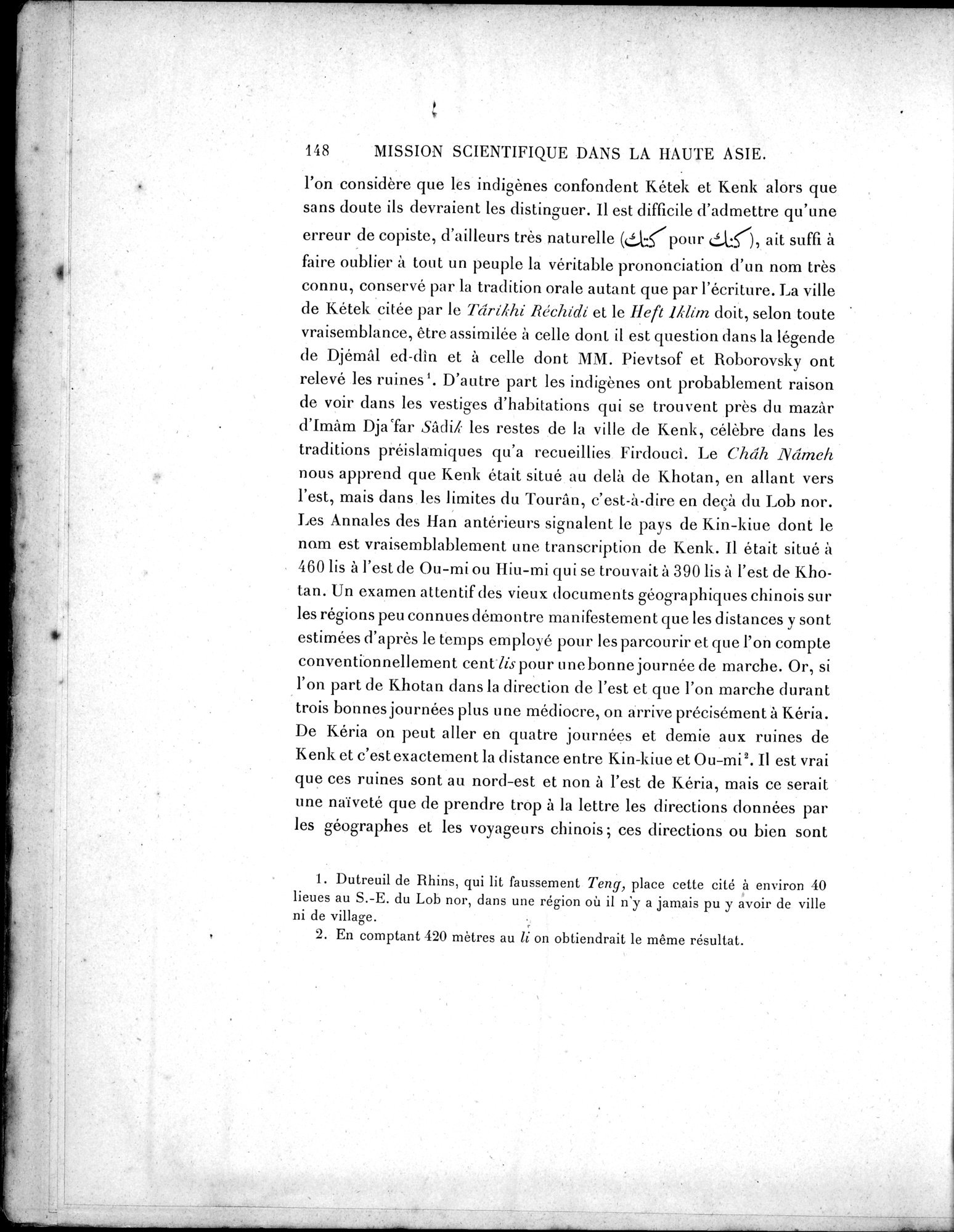 Mission Scientifique dans la Haute Asie 1890-1895 : vol.3 / Page 164 (Grayscale High Resolution Image)