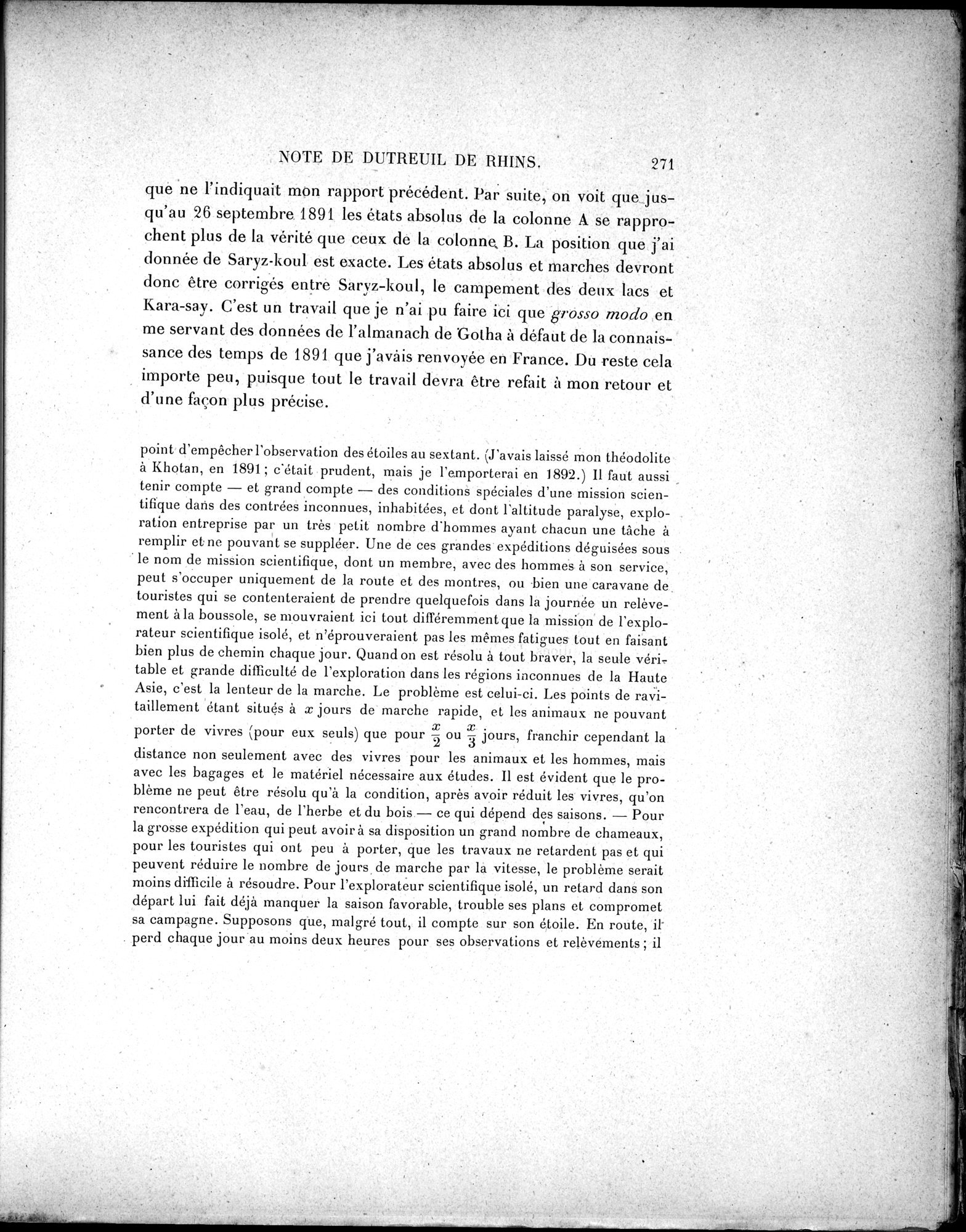 Mission Scientifique dans la Haute Asie 1890-1895 : vol.3 / 289 ページ（白黒高解像度画像）