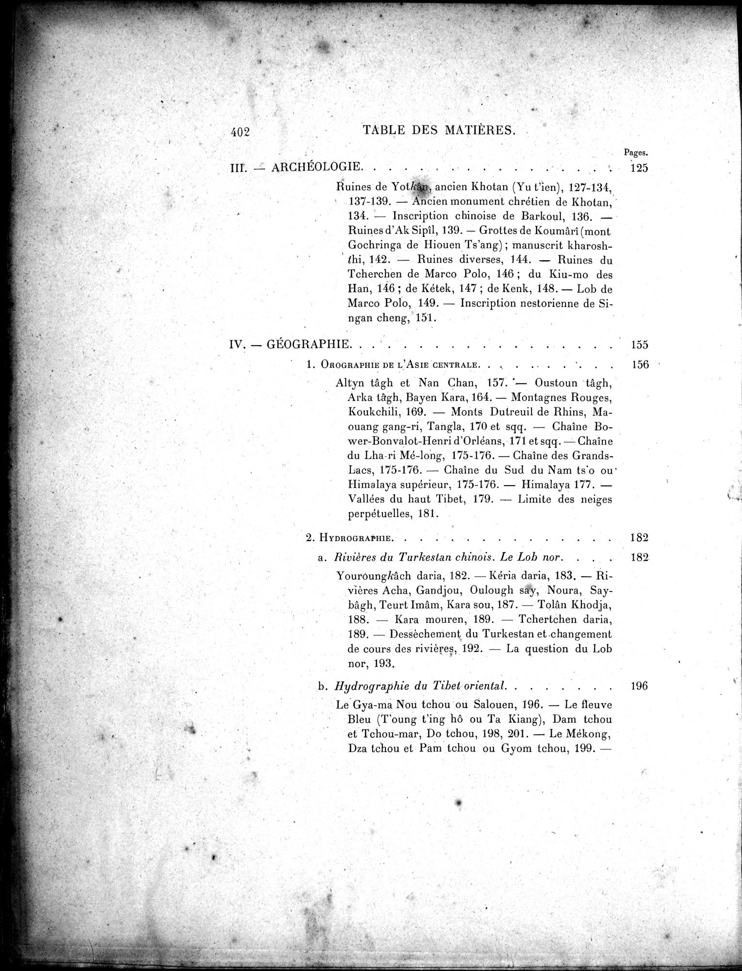 Mission Scientifique dans la Haute Asie 1890-1895 : vol.3 / 422 ページ（白黒高解像度画像）