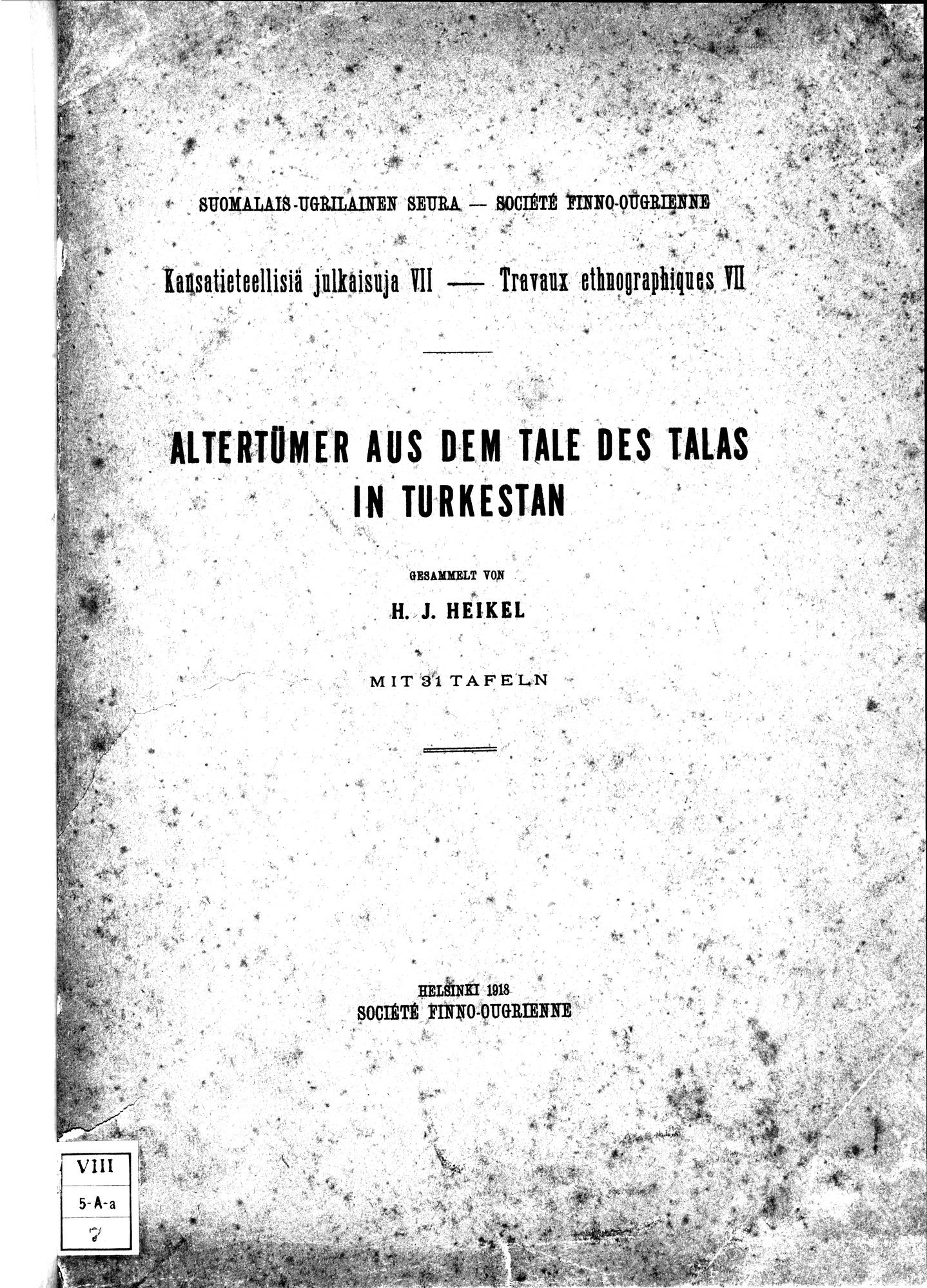 Altertümer aus dem Tale des Talas in Turkestan : vol.1 / 5 ページ（白黒高解像度画像）
