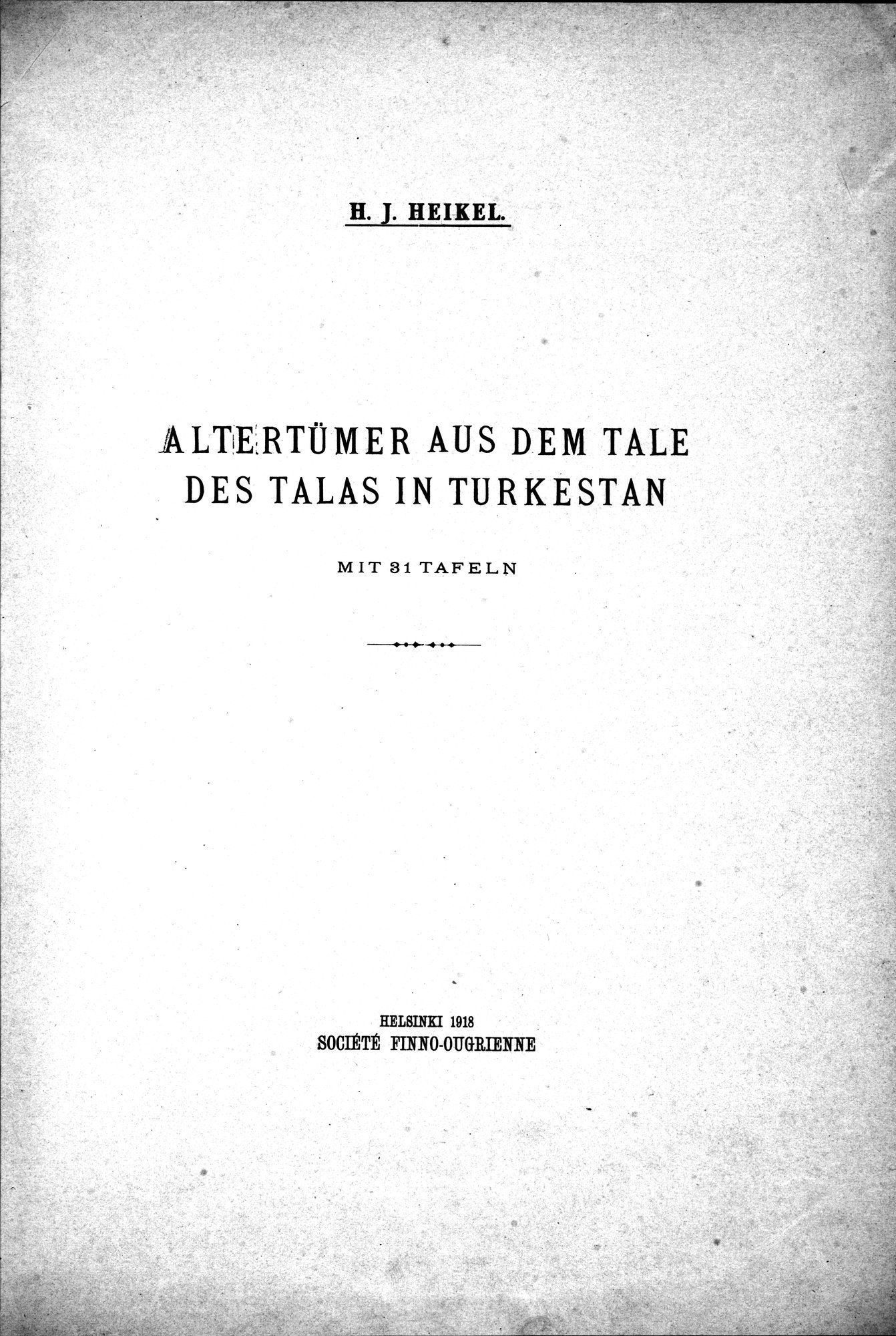 Altertümer aus dem Tale des Talas in Turkestan : vol.1 / 11 ページ（白黒高解像度画像）