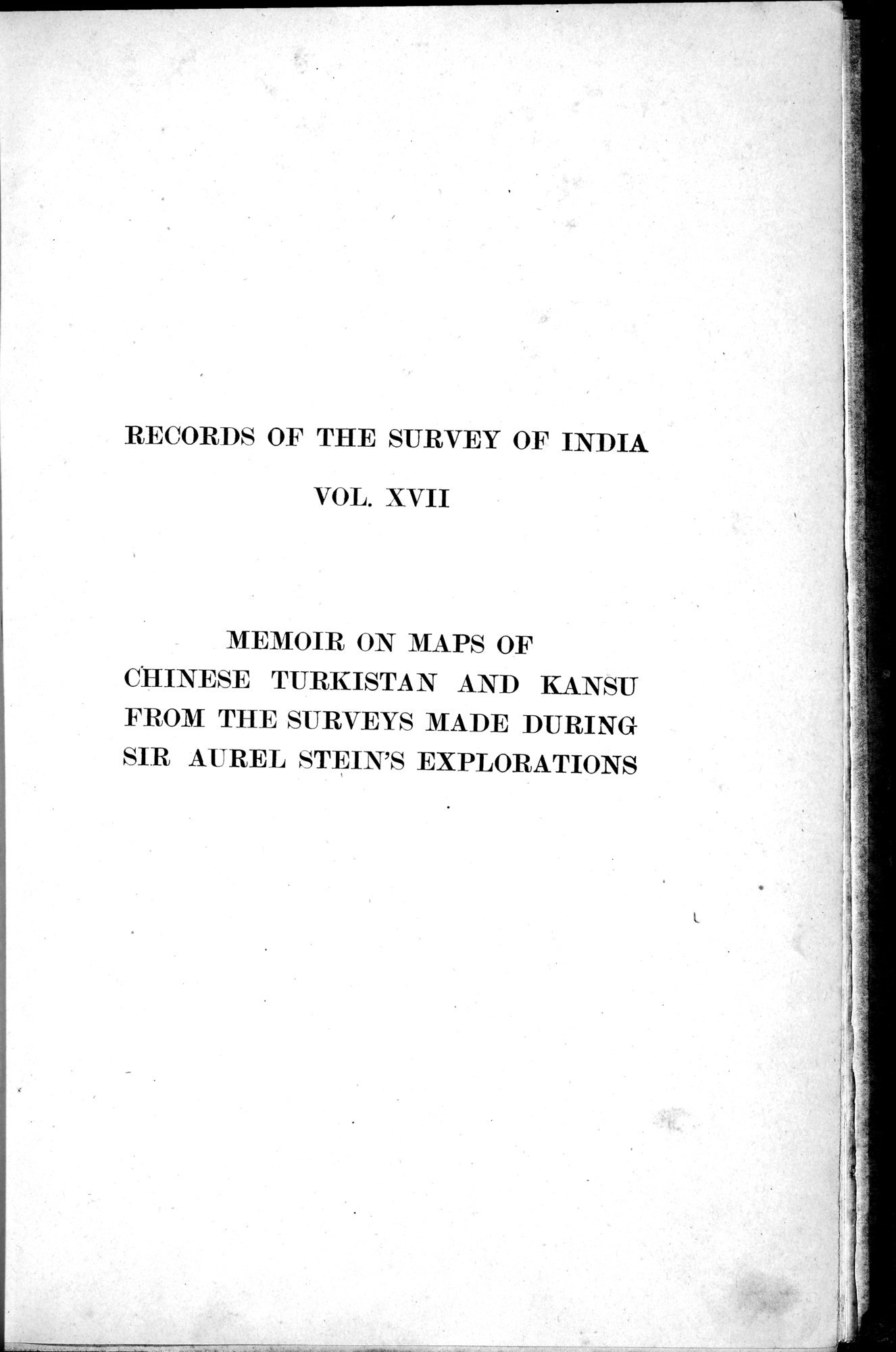 Memoir on Maps of Chinese Turkistan and Kansu : vol.1 / 9 ページ（白黒高解像度画像）