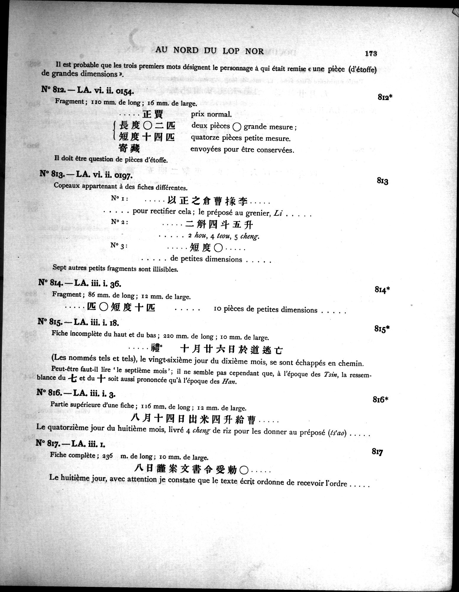 Les documents chinois découverts par Aurel Stein dans les sables du Turkestan Oriental : vol.1 / Page 207 (Grayscale High Resolution Image)