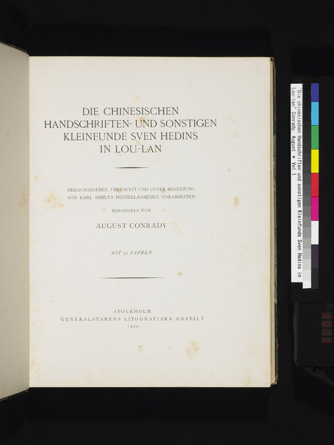 Die Chinesischen Handschriften- und sonstigen Kleinfunde Sven Hedins in Lou-lan : vol.1 / 13 ページ（カラー画像）