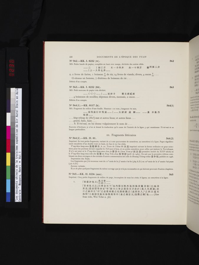 Les documents chinois de la troisième expédition de Sir Aurel Stein en Asie Centrale : vol.1 / Page 236 (Color Image)