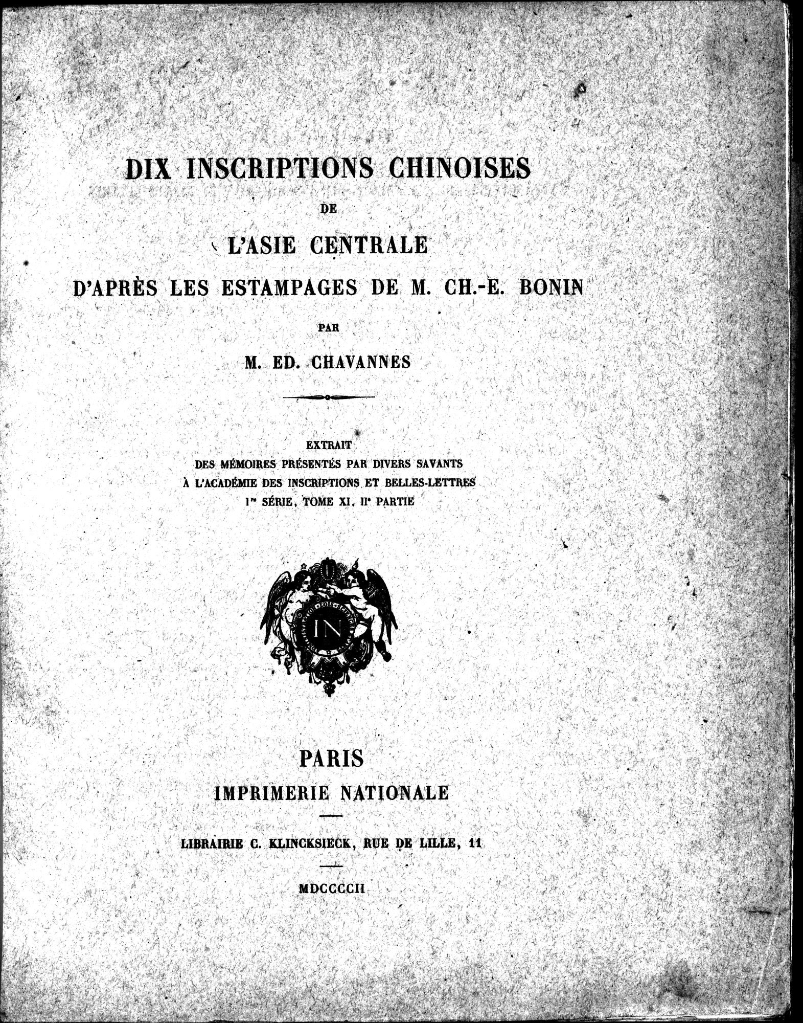 Dix Inscriptions Chinoises de l'Asie Centrale : vol.1 / 5 ページ（白黒高解像度画像）