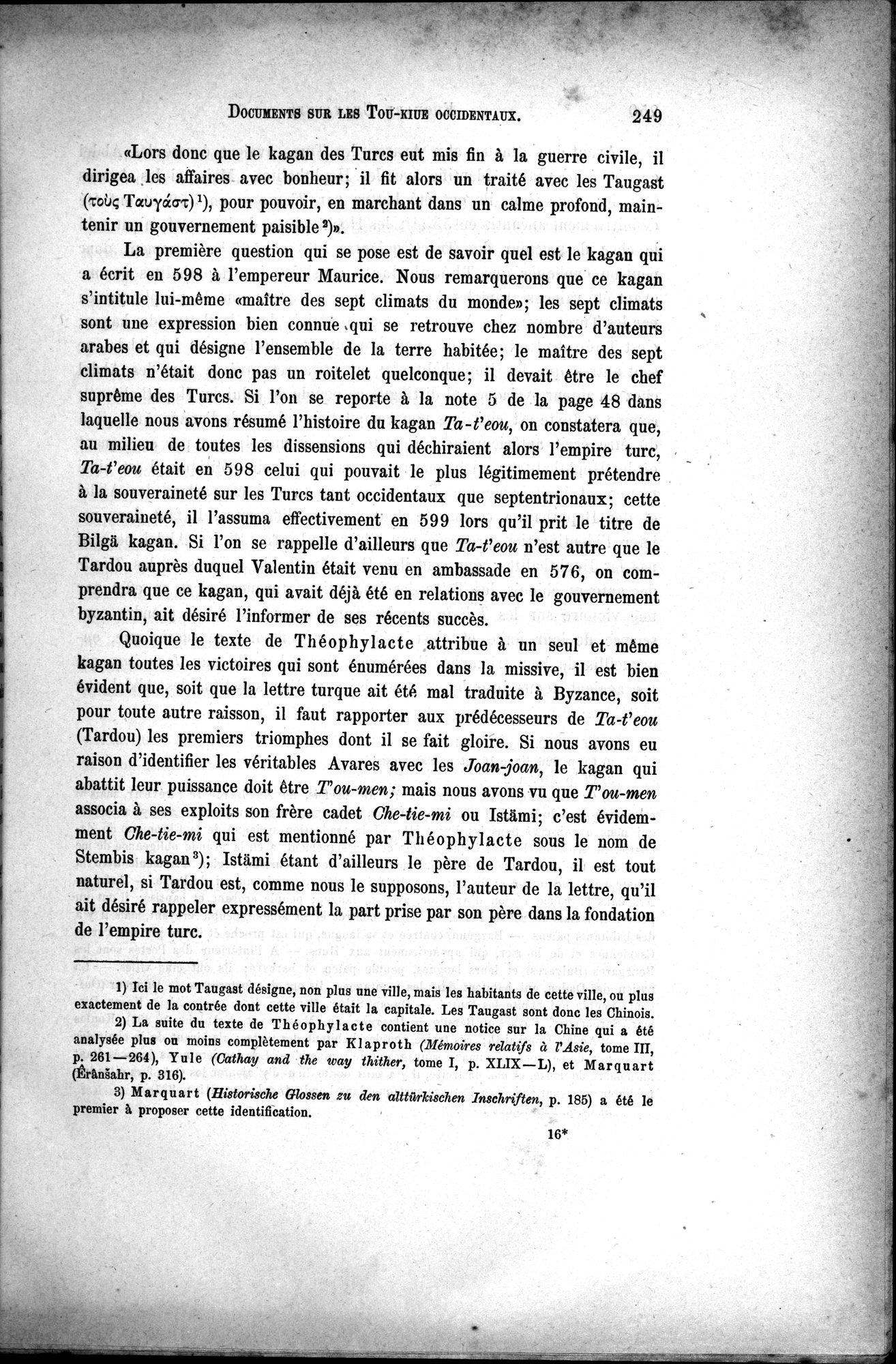 Documents sur les Tou-kiue (Turcs) occidentaux : vol.1 / 259 ページ（白黒高解像度画像）