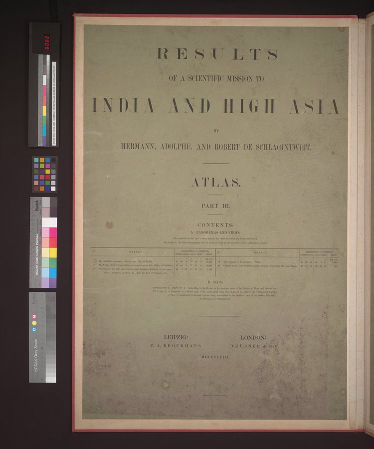 Results of a Scientific Mission to India and High Asia : vol.6 / 2 ページ（カラー画像）