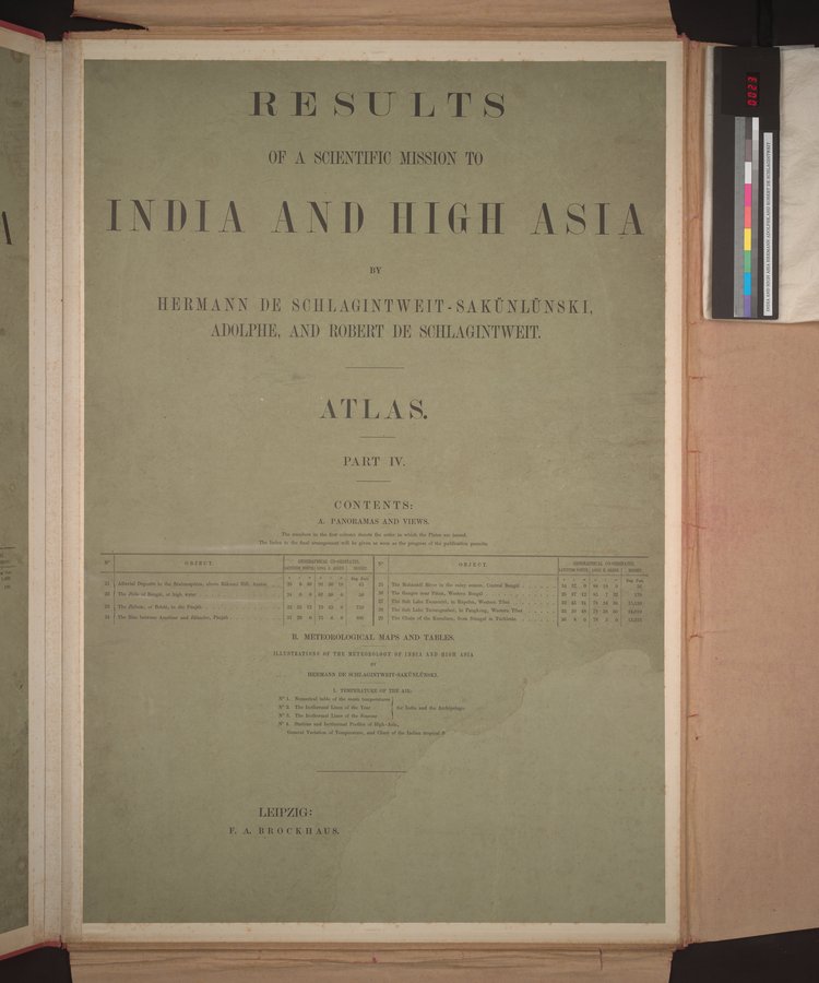 Results of a Scientific Mission to India and High Asia : vol.6 / 20 ページ（カラー画像）