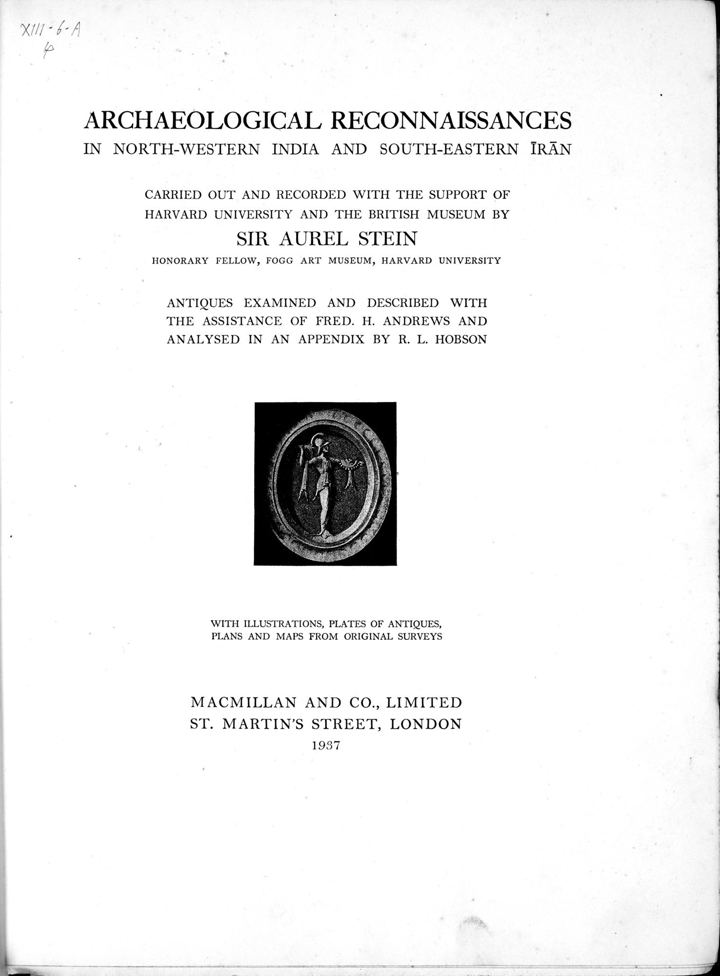 Archaeological Reconnaissances in North-Western India and South-Eastern Īrān : vol.1 / 7 ページ（白黒高解像度画像）