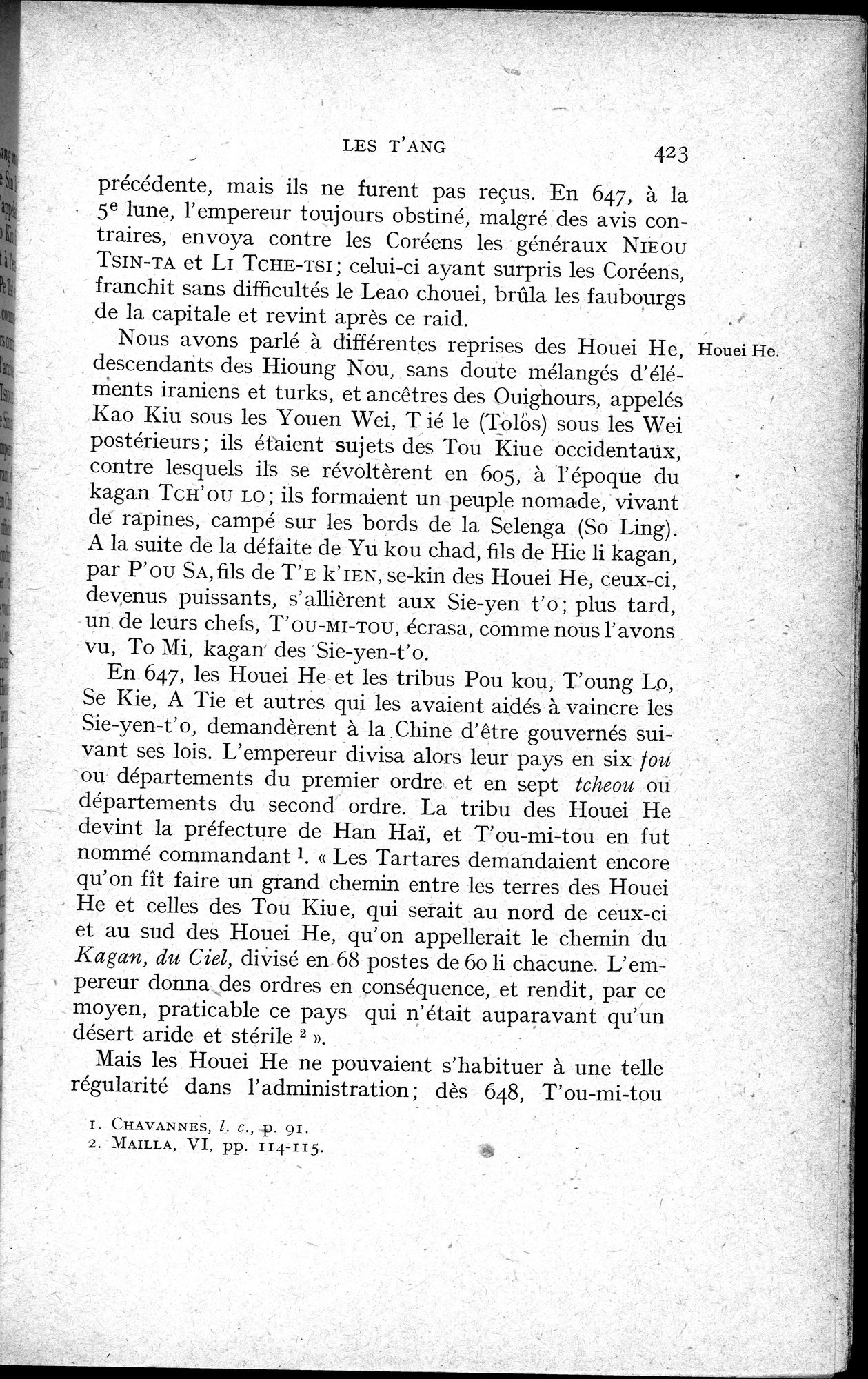 Histoire Générale de la Chine : vol.1 / 425 ページ（白黒高解像度画像）