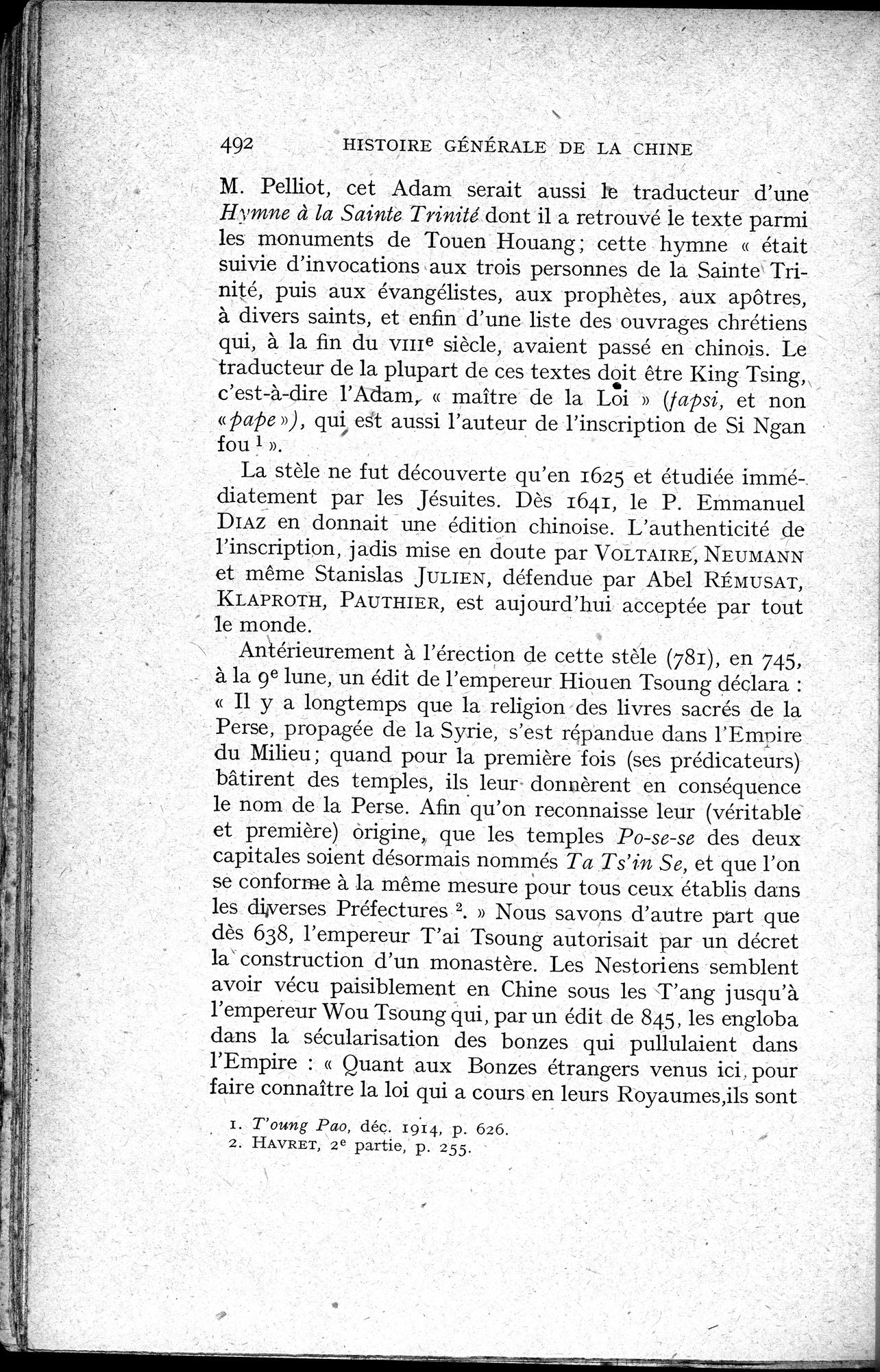 Histoire Générale de la Chine : vol.1 / 494 ページ（白黒高解像度画像）