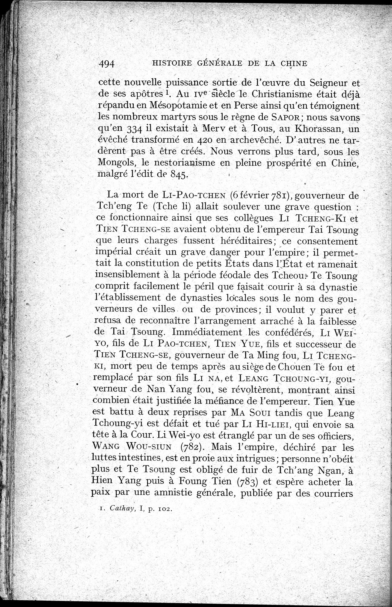 Histoire Générale de la Chine : vol.1 / 496 ページ（白黒高解像度画像）