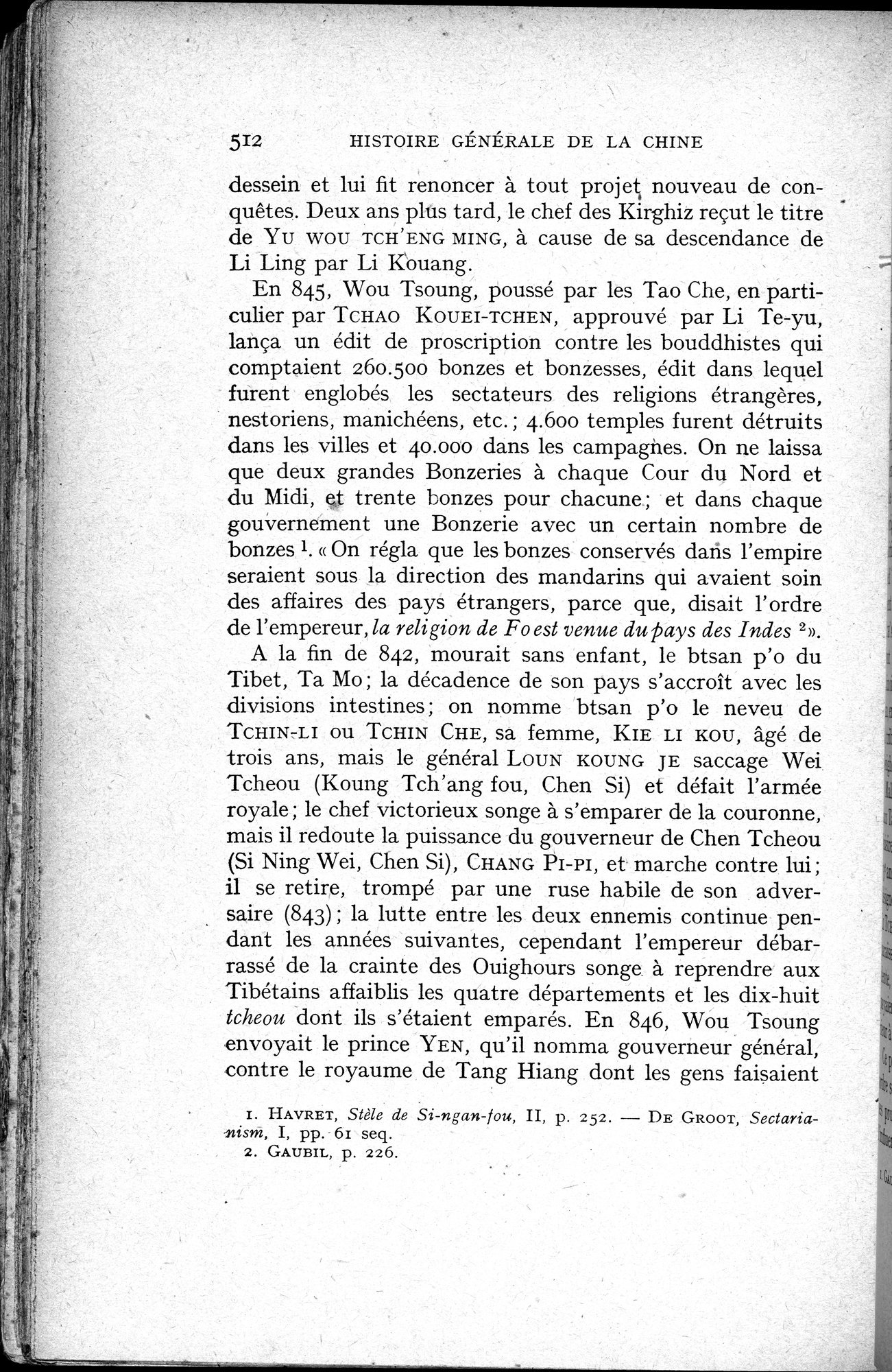 Histoire Générale de la Chine : vol.1 / 514 ページ（白黒高解像度画像）