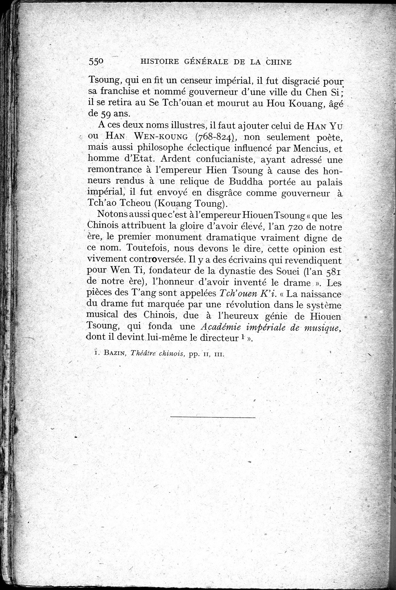 Histoire Générale de la Chine : vol.1 / 552 ページ（白黒高解像度画像）