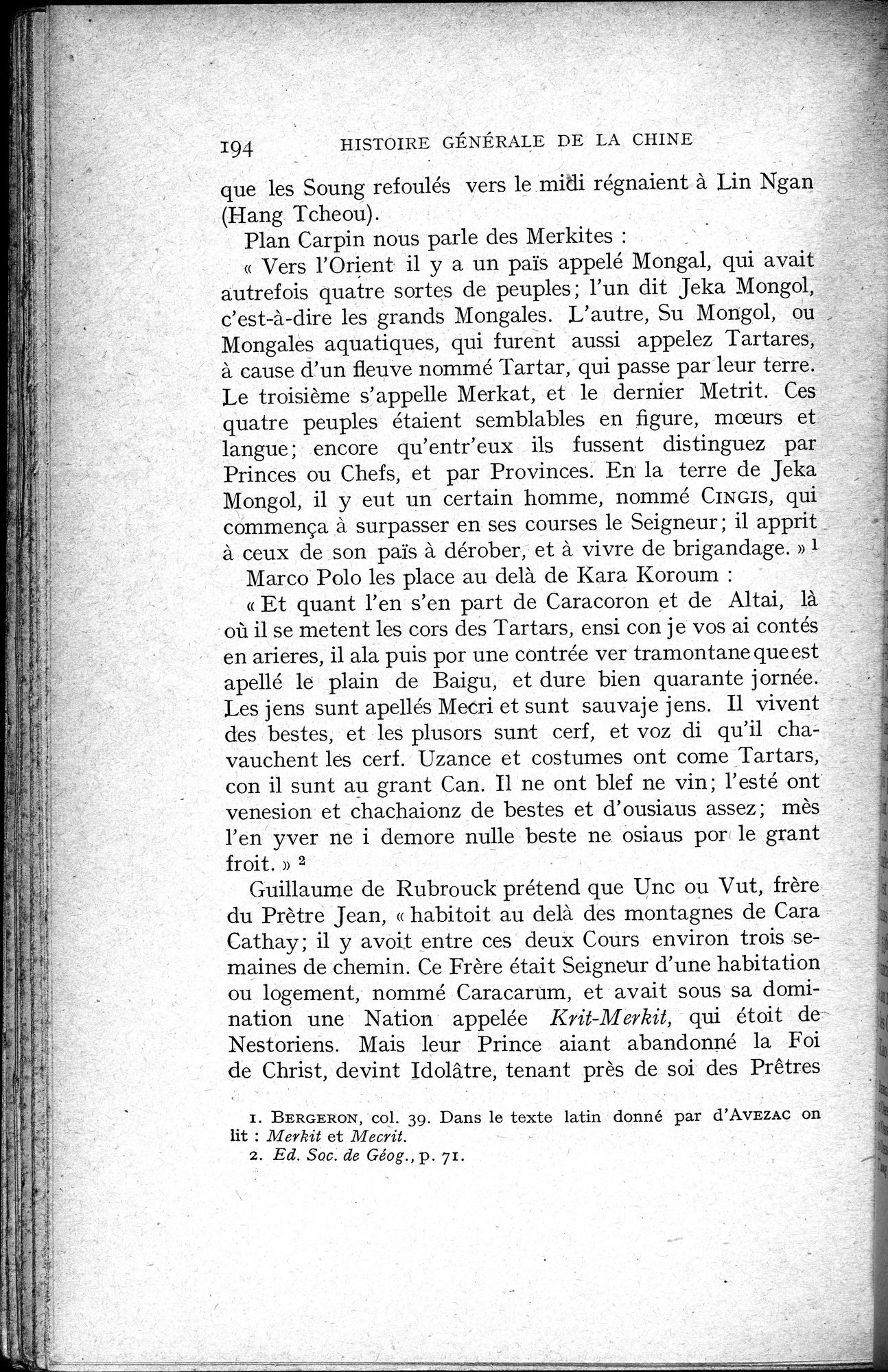 Histoire Générale de la Chine : vol.2 / 196 ページ（白黒高解像度画像）