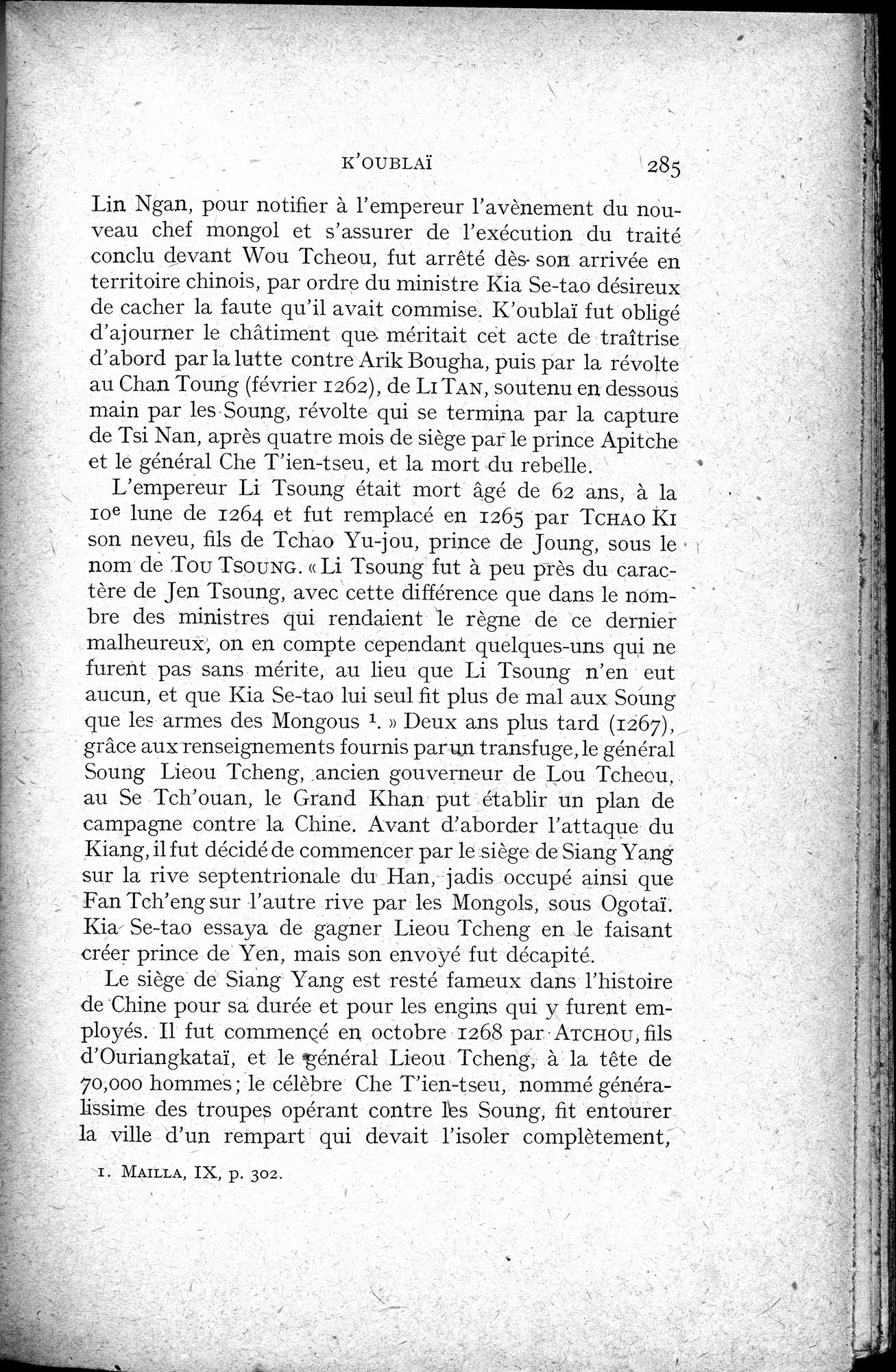 Histoire Générale de la Chine : vol.2 / 287 ページ（白黒高解像度画像）