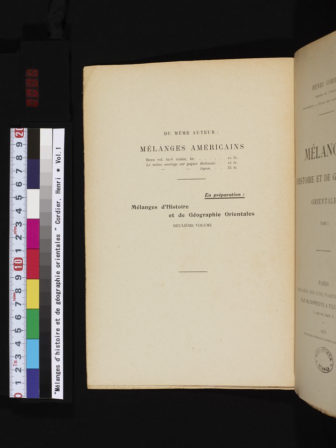 Mélanges d'Histoire et de Géographie Orientales : vol.1 / 6 ページ（カラー画像）
