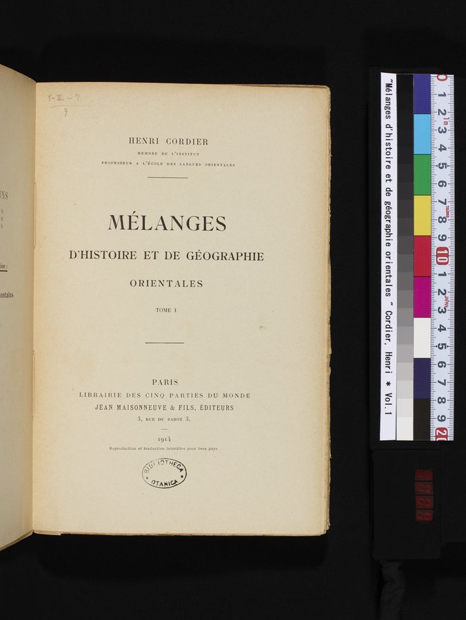 Mélanges d'Histoire et de Géographie Orientales : vol.1 / Page 7 (Color Image)