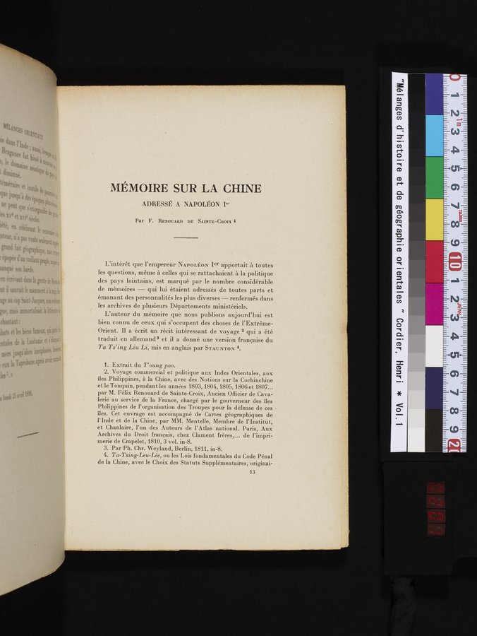 Mélanges d'Histoire et de Géographie Orientales : vol.1 / 201 ページ（カラー画像）