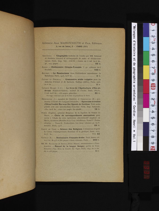 Mélanges d'Histoire et de Géographie Orientales : vol.1 / 331 ページ（カラー画像）
