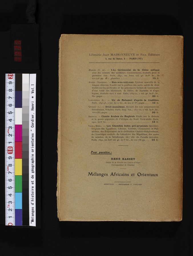 Mélanges d'Histoire et de Géographie Orientales : vol.1 / 332 ページ（カラー画像）