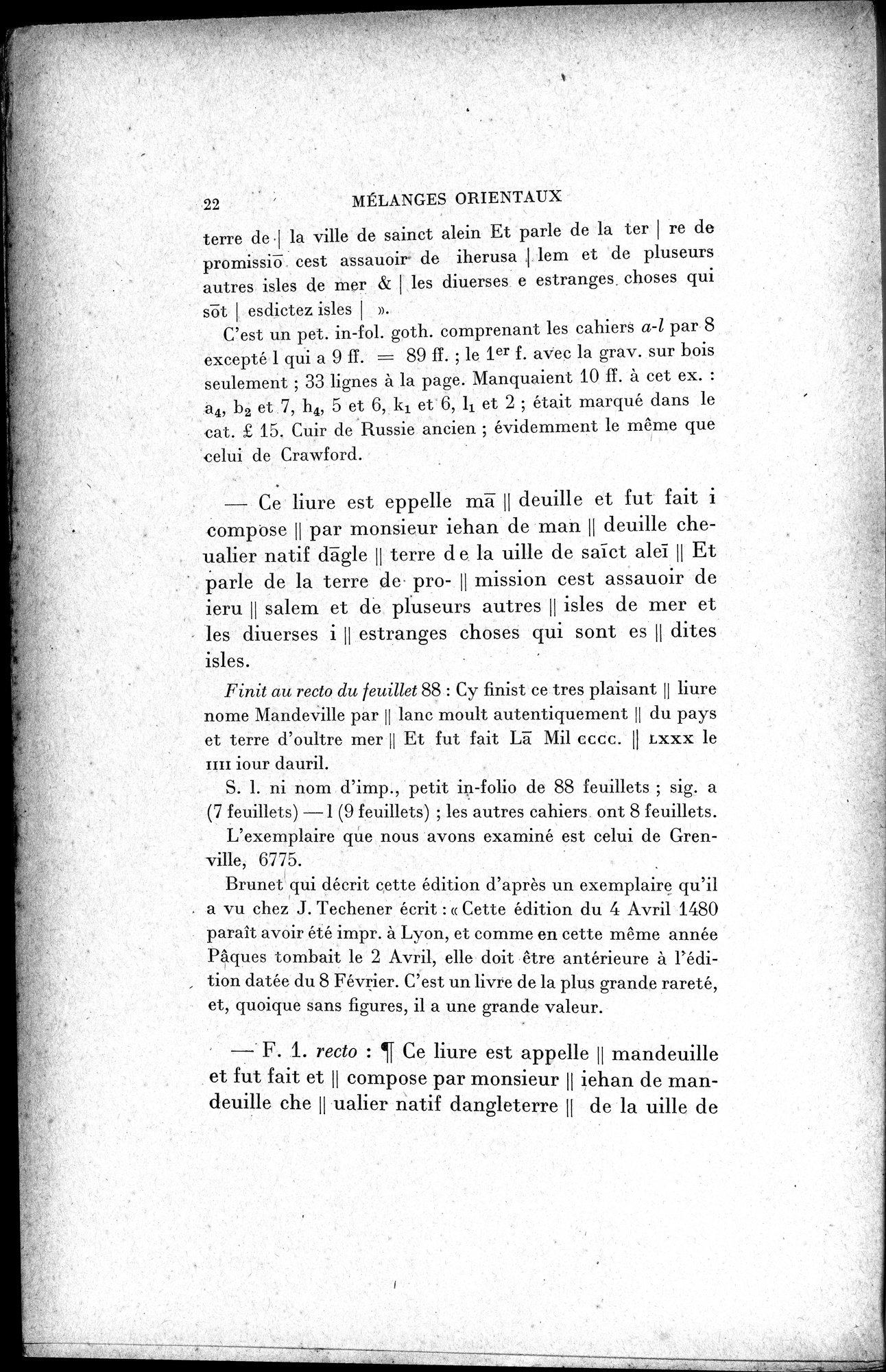 Mélanges d'Histoire et de Géographie Orientales : vol.1 / 30 ページ（白黒高解像度画像）