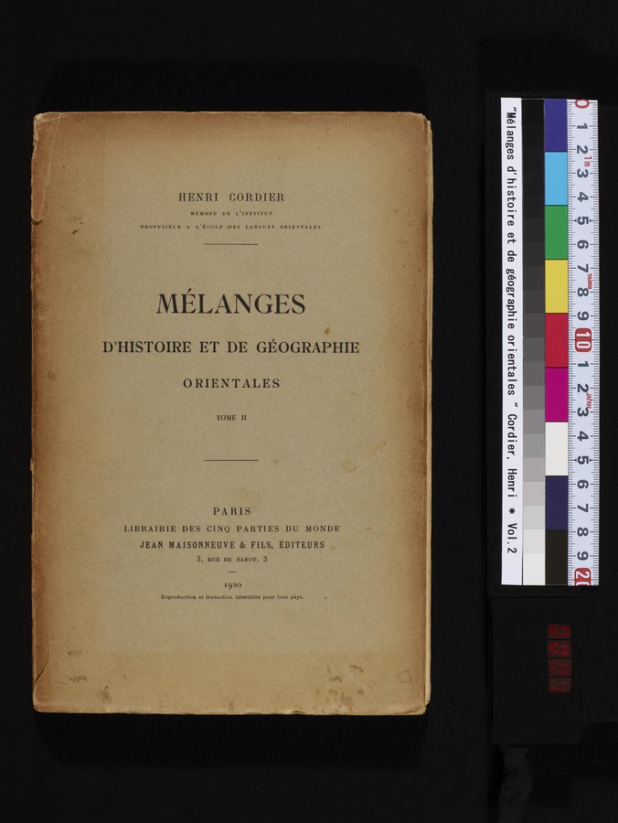 Mélanges d'Histoire et de Géographie Orientales : vol.2 / Page 1 (Color Image)