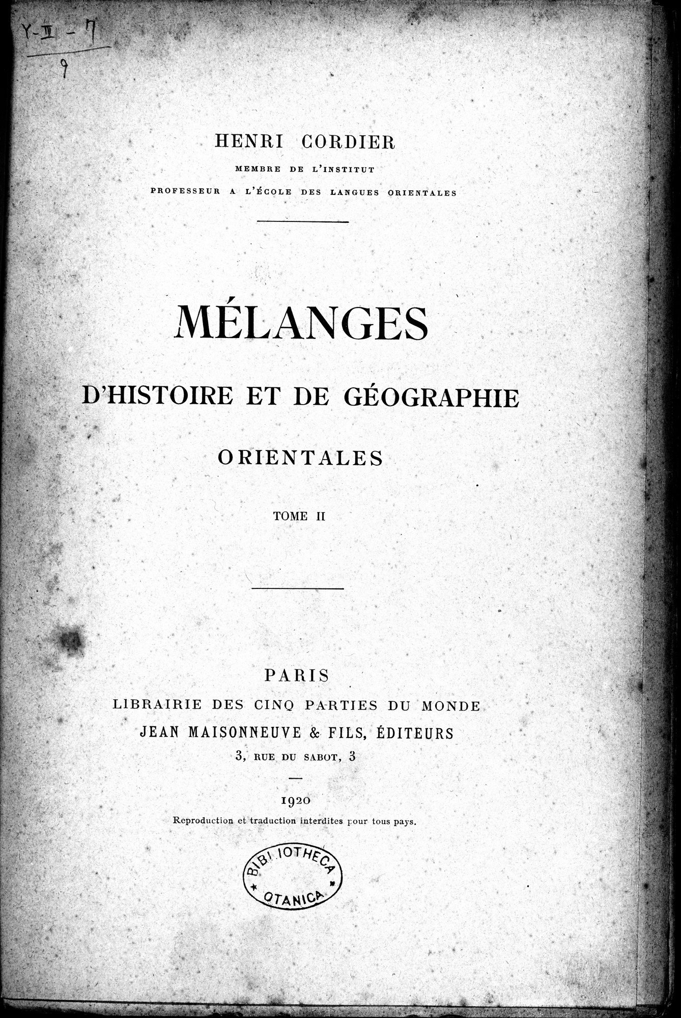 Mélanges d'Histoire et de Géographie Orientales : vol.2 / Page 7 (Grayscale High Resolution Image)