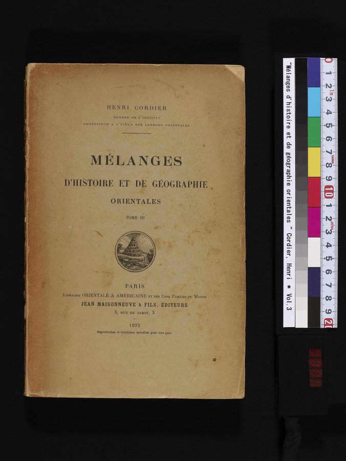 Mélanges d'Histoire et de Géographie Orientales : vol.3 / 1 ページ（カラー画像）