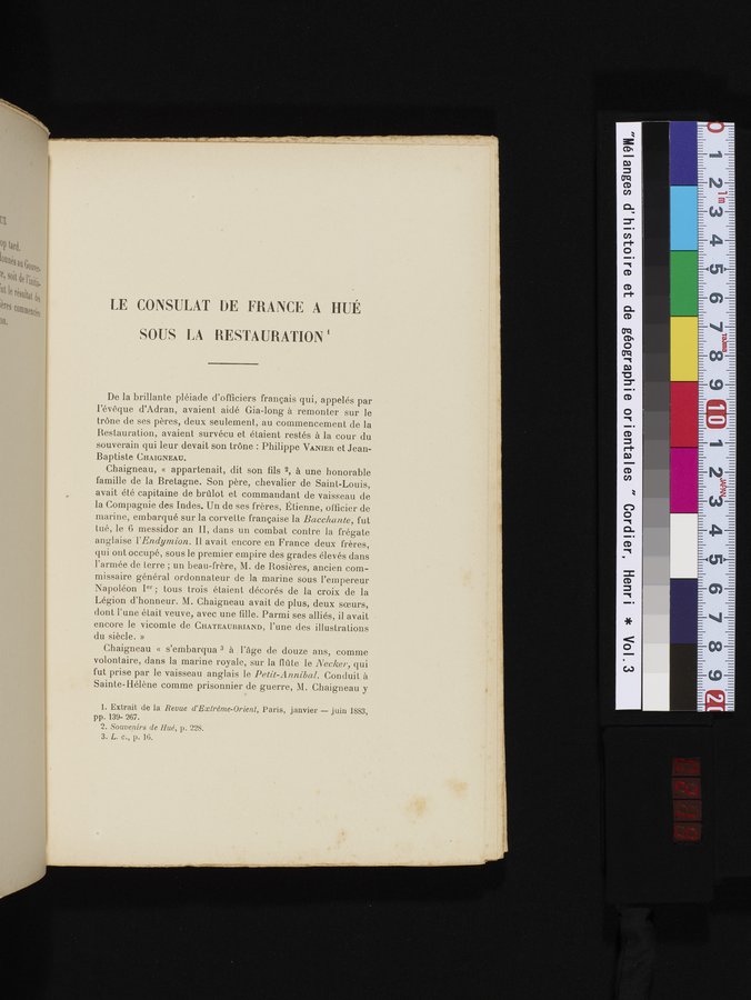 Mélanges d'Histoire et de Géographie Orientales : vol.3 / 219 ページ（カラー画像）