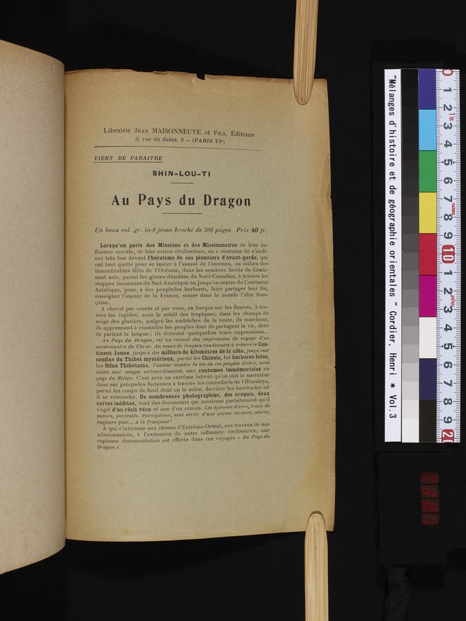 Mélanges d'Histoire et de Géographie Orientales : vol.3 / 381 ページ（カラー画像）