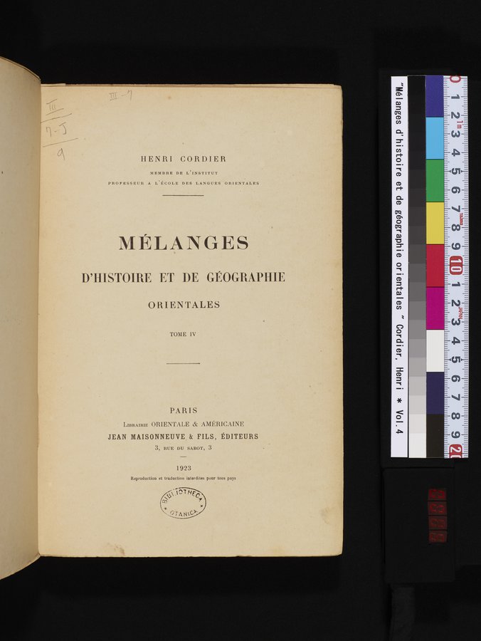 Mélanges d'Histoire et de Géographie Orientales : vol.4 / 5 ページ（カラー画像）