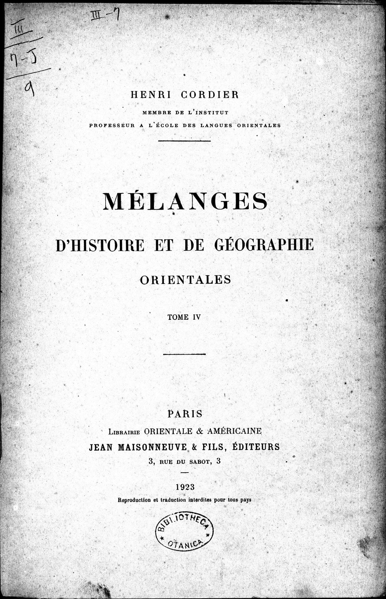 Mélanges d'Histoire et de Géographie Orientales : vol.4 / 5 ページ（白黒高解像度画像）